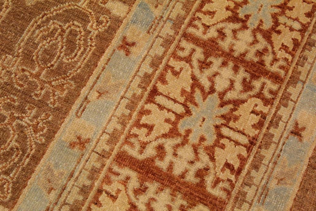 handmade Transitional Kafkaz Chobi Ziegler Brown Rust Hand Knotted RECTANGLE 100% WOOL area rug 9 x 12