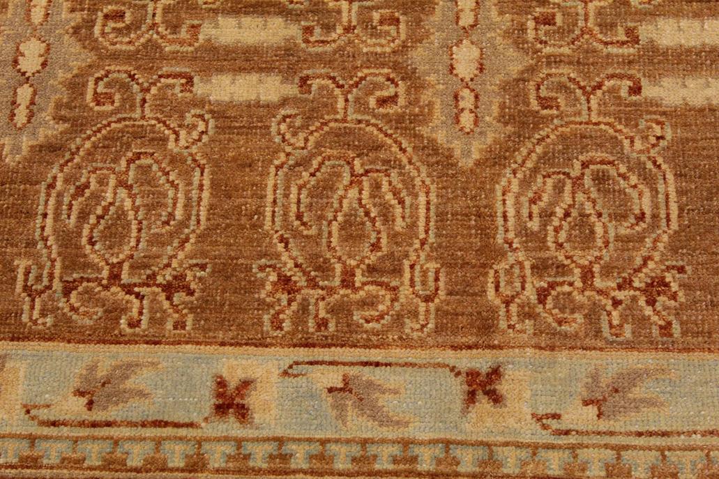 handmade Transitional Kafkaz Chobi Ziegler Brown Rust Hand Knotted RECTANGLE 100% WOOL area rug 9 x 12