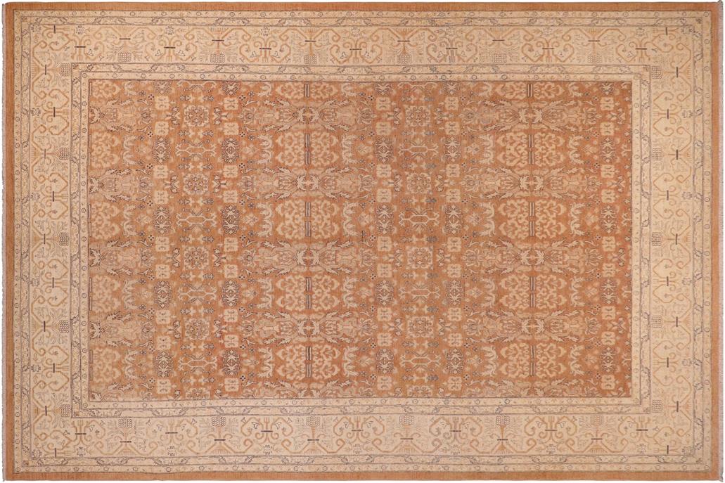 handmade Transitional Kafkaz Chobi Ziegler Lt. Brown Beige Hand Knotted RECTANGLE 100% WOOL area rug 9 x 12