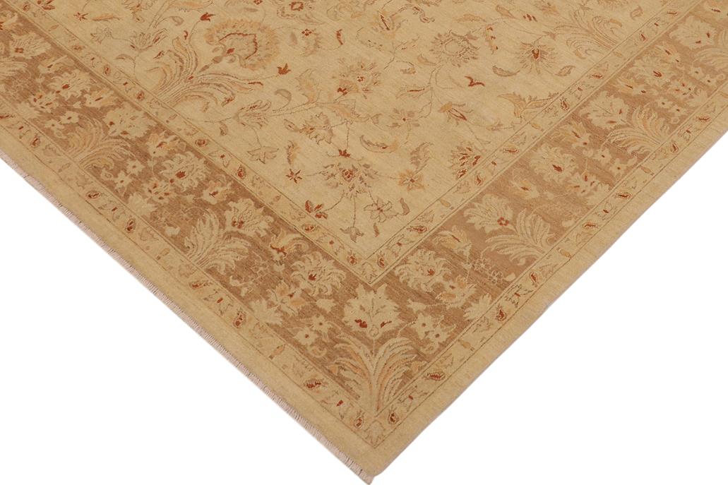 handmade Traditional Kafkaz Chobi Ziegler Beige Brown Hand Knotted RECTANGLE 100% WOOL area rug 9 x 12