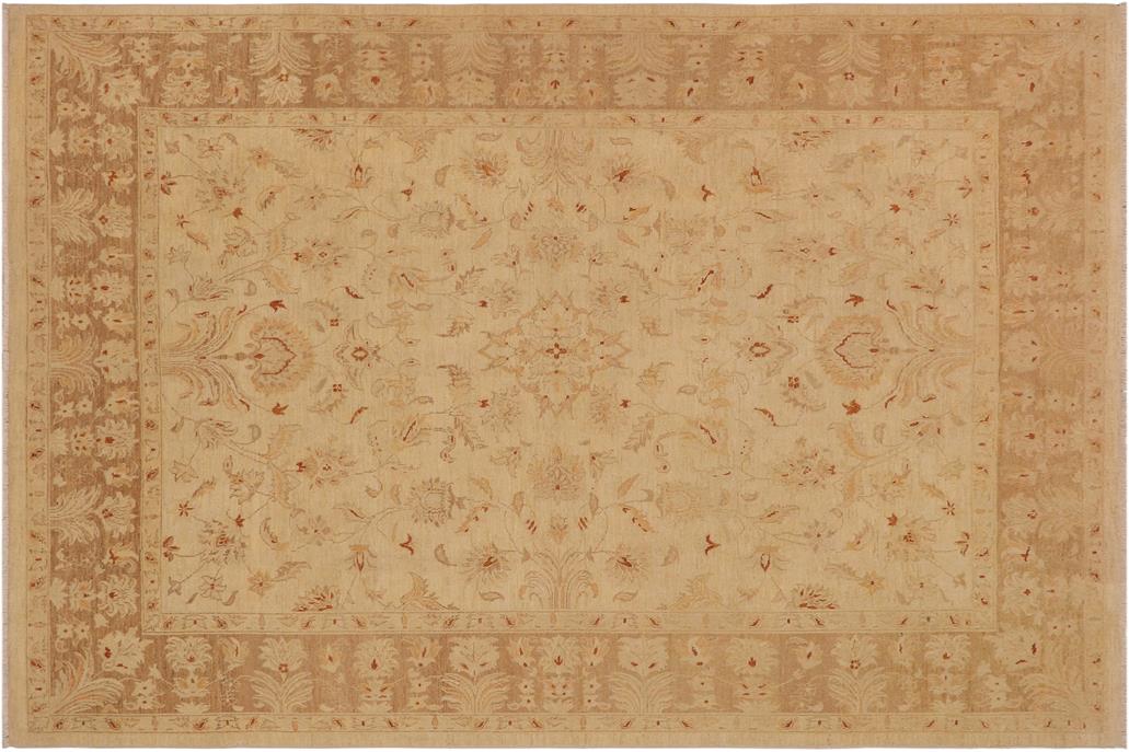 handmade Traditional Kafkaz Chobi Ziegler Beige Brown Hand Knotted RECTANGLE 100% WOOL area rug 9 x 12