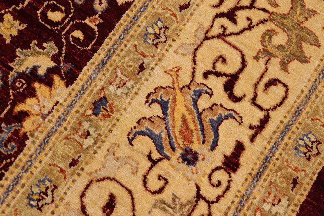 handmade Transitional Kafkaz Chobi Ziegler Burgundy Tan Hand Knotted RECTANGLE 100% WOOL area rug 9 x 12