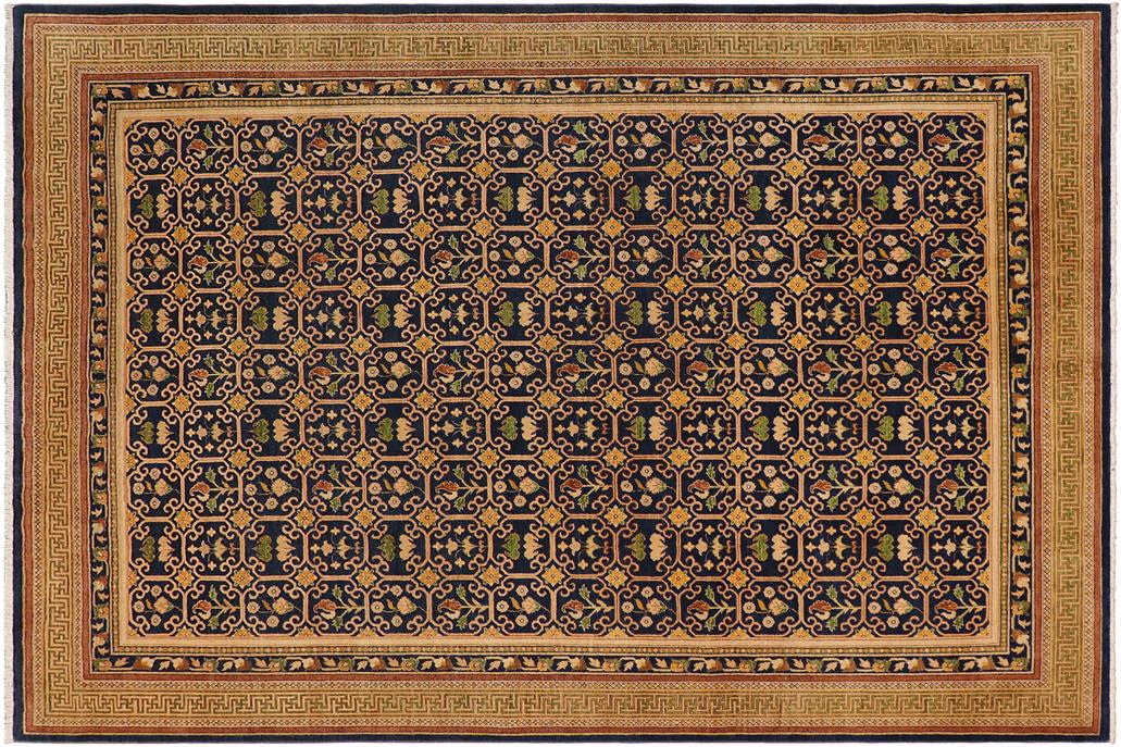 handmade Transitional Kafkaz Chobi Ziegler Blue Green Hand Knotted RECTANGLE 100% WOOL area rug 9 x 12