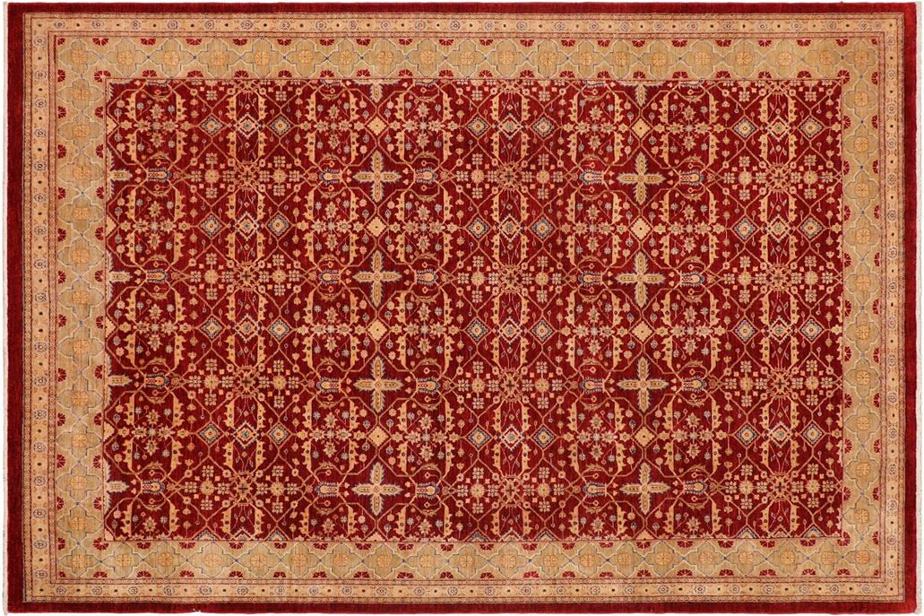 handmade Transitional Kafkaz Chobi Ziegler Red Lt. Green Hand Knotted RECTANGLE 100% WOOL area rug 9 x 12