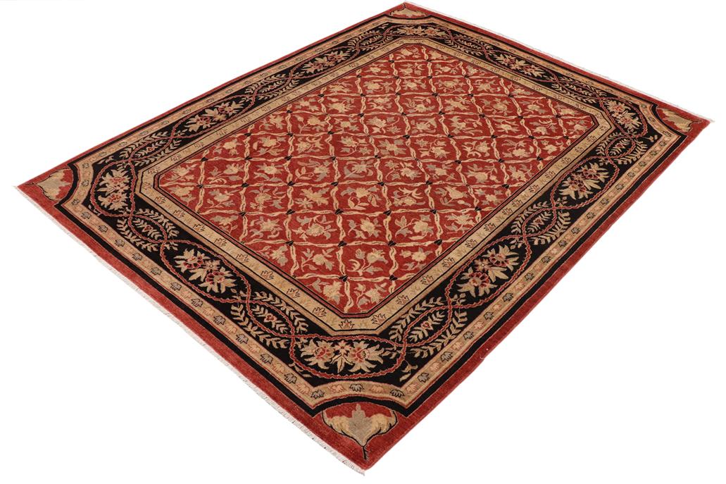 handmade Transitional Kafkaz Chobi Ziegler Red Black Hand Knotted RECTANGLE 100% WOOL area rug 9 x 11