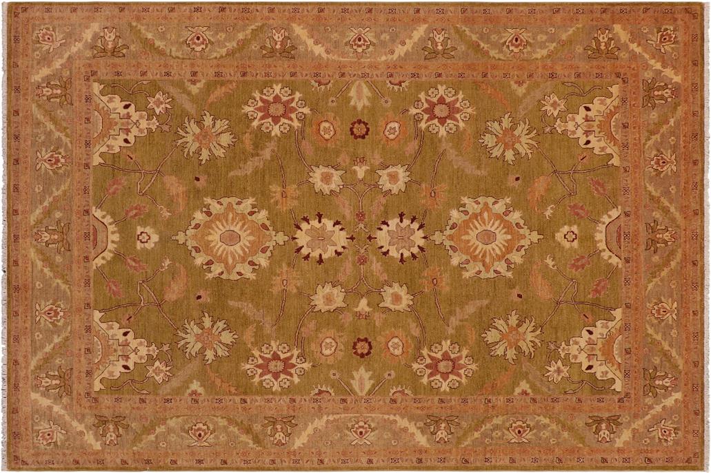 handmade Traditional Kafkaz Chobi Ziegler Green Brown Hand Knotted RECTANGLE 100% WOOL area rug 9 x 12