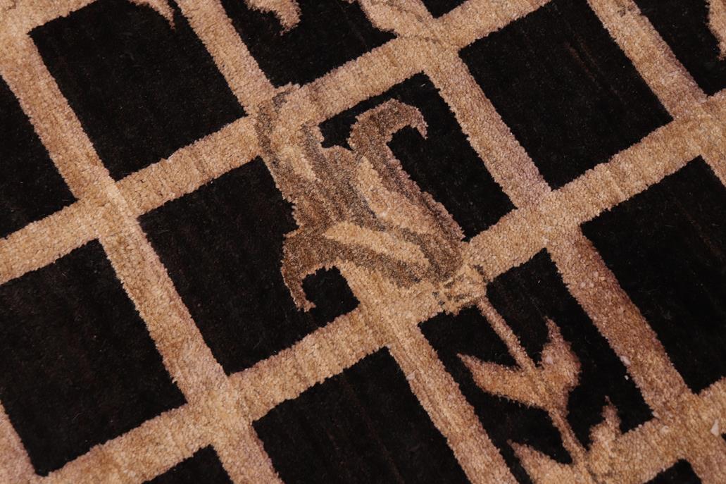 handmade Transitional Kafkaz Chobi Ziegler Black Brown Hand Knotted RECTANGLE 100% WOOL area rug 9 x 12