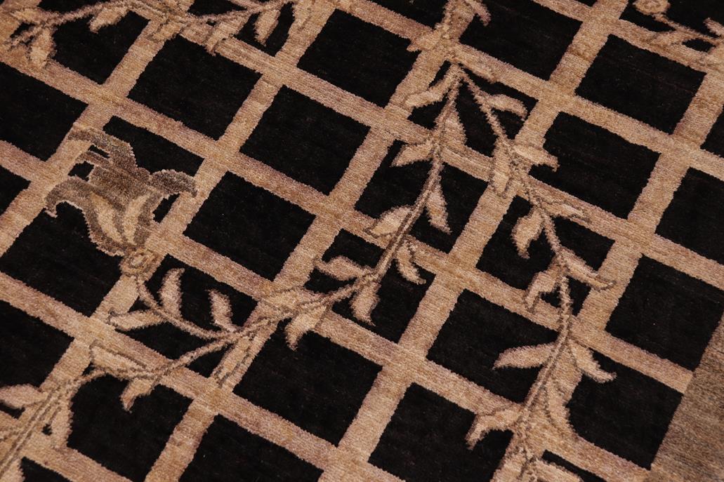 handmade Transitional Kafkaz Chobi Ziegler Black Brown Hand Knotted RECTANGLE 100% WOOL area rug 9 x 12