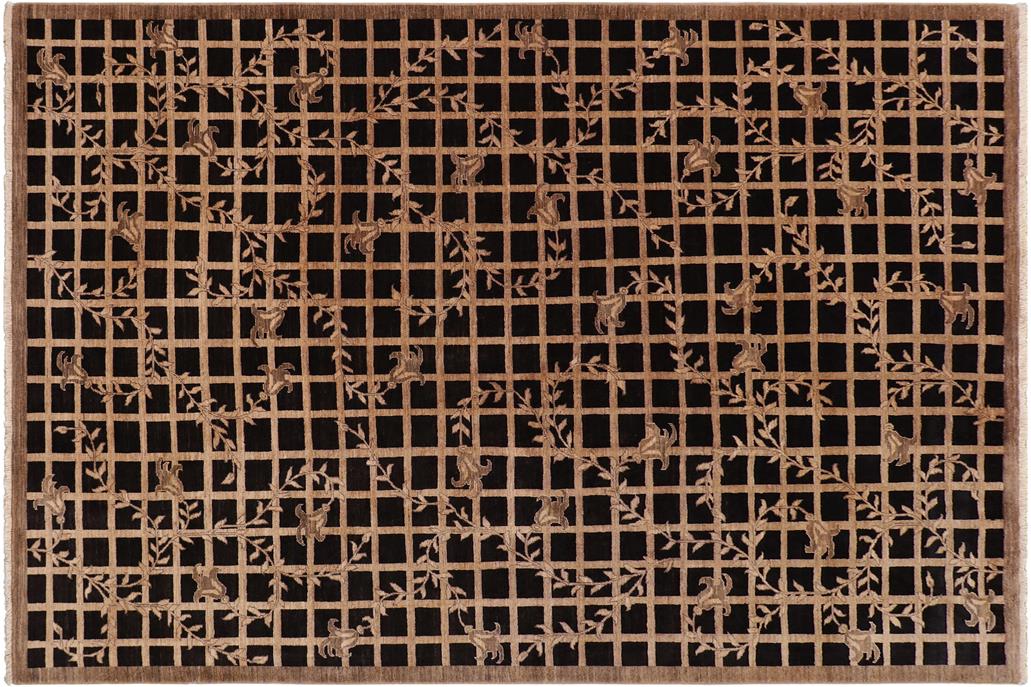 handmade Transitional Kafkaz Chobi Ziegler Black Brown Hand Knotted RECTANGLE 100% WOOL area rug 9 x 12