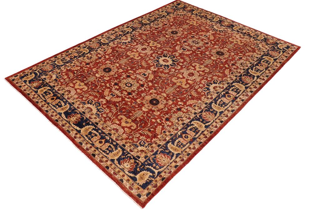 handmade Traditional Kafkaz Chobi Ziegler Rust Blue Hand Knotted RECTANGLE 100% WOOL area rug 10 x 14