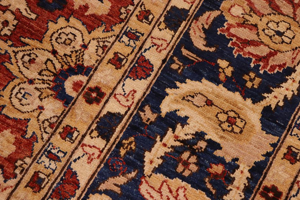 handmade Traditional Kafkaz Chobi Ziegler Rust Blue Hand Knotted RECTANGLE 100% WOOL area rug 10 x 14