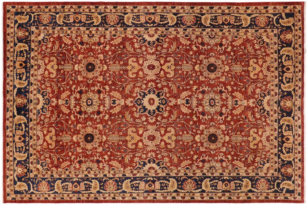 handmade Traditional Kafkaz Chobi Ziegler Rust Blue Hand Knotted RECTANGLE 100% WOOL area rug 10 x 14
