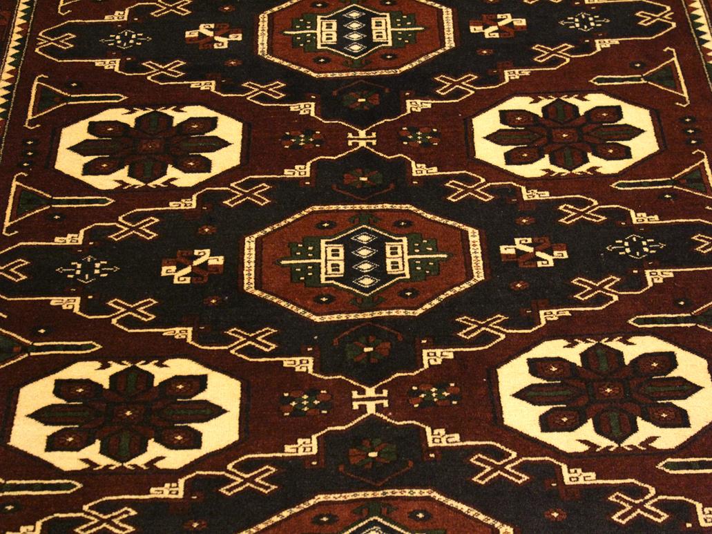 handmade Geometric Kargahi Brown Blue Hand Knotted RECTANGLE 100% WOOL area rug 5x6