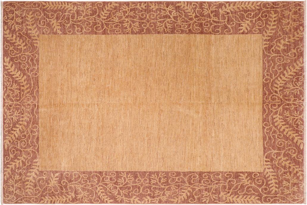 Handmade Kafakz Chobi Ziegler Modern Contemporary Tan Brown Hand Knotted Rectangel Hand Knotted 100% Vegetable Dyed wool area rug 8 x 10