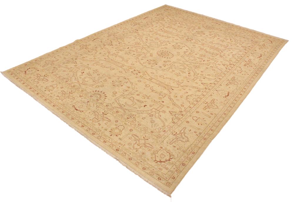 handmade Traditional Kafkaz Chobi Ziegler Beige Lt. Brown Hand Knotted RECTANGLE 100% WOOL area rug 9 x 12