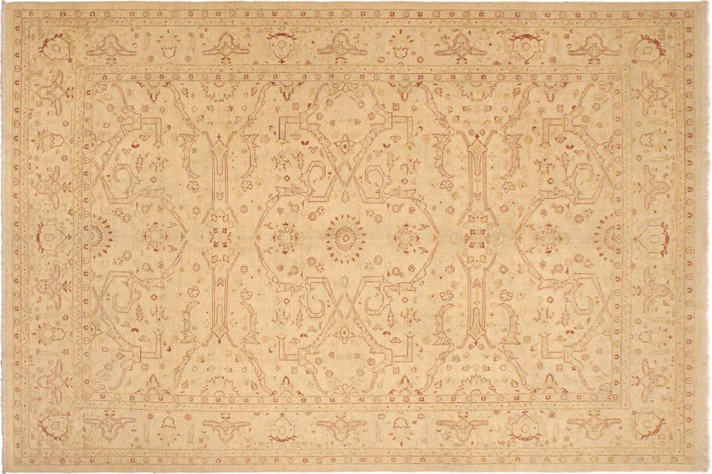handmade Traditional Kafkaz Chobi Ziegler Beige Lt. Brown Hand Knotted RECTANGLE 100% WOOL area rug 9 x 12
