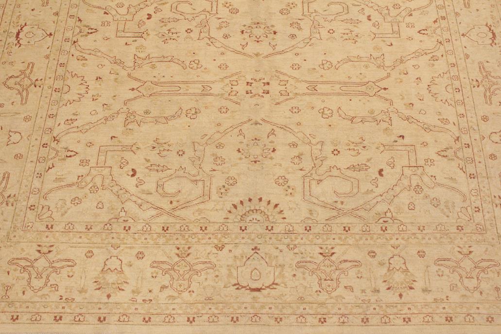 handmade Traditional Kafkaz Chobi Ziegler Beige Lt. Brown Hand Knotted RECTANGLE 100% WOOL area rug 9 x 12