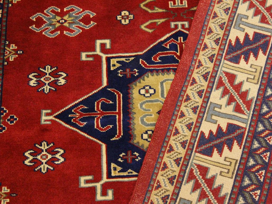 handmade Geometric Sherwan Red Beige Hand Knotted RECTANGLE 100% WOOL area rug 4x6