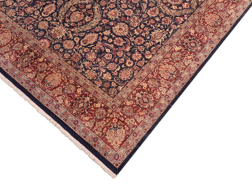 handmade Traditional Dabir Blue Aubergine Hand Knotted RECTANGLE 100% WOOL area rug 8x10