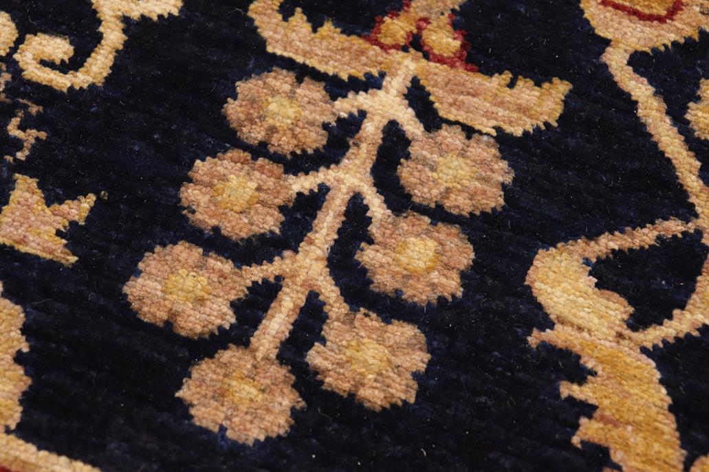 handmade Transitional Kafkaz Chobi Ziegler Blue Rust Hand Knotted RECTANGLE 100% WOOL area rug 9 x 12