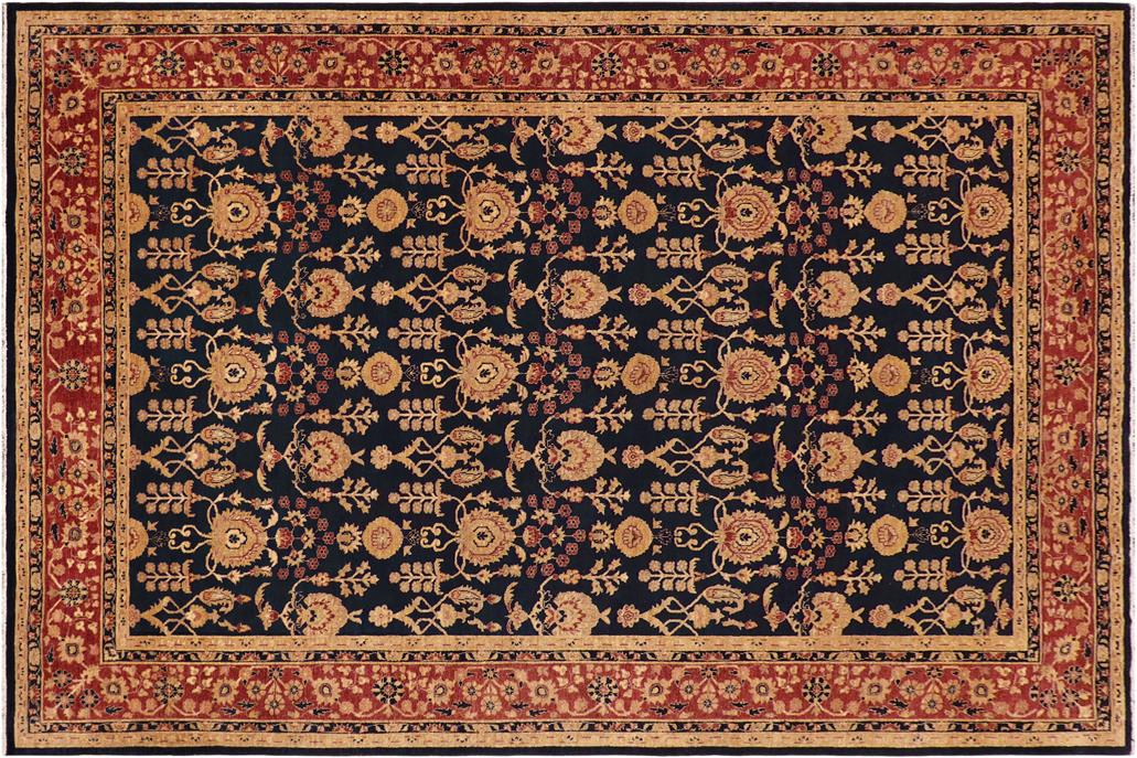 handmade Transitional Kafkaz Chobi Ziegler Blue Rust Hand Knotted RECTANGLE 100% WOOL area rug 9 x 12