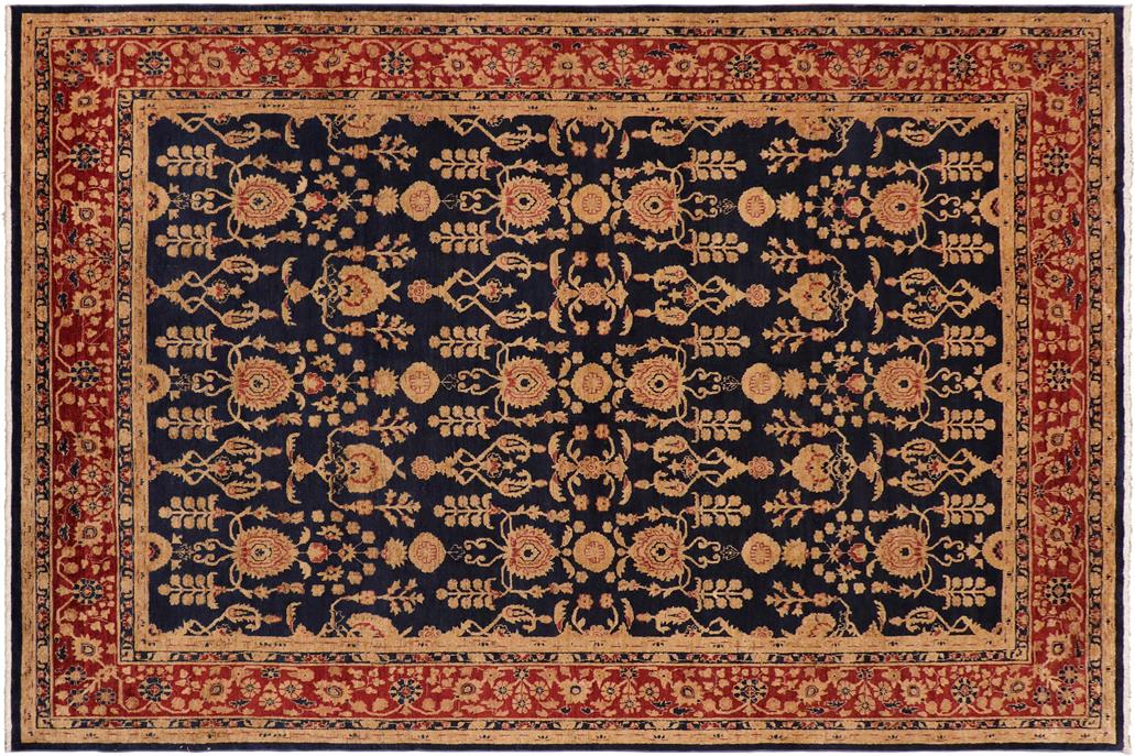 handmade Transitional Kafkaz Chobi Ziegler Blue Red Hand Knotted RECTANGLE 100% WOOL area rug 9 x 12