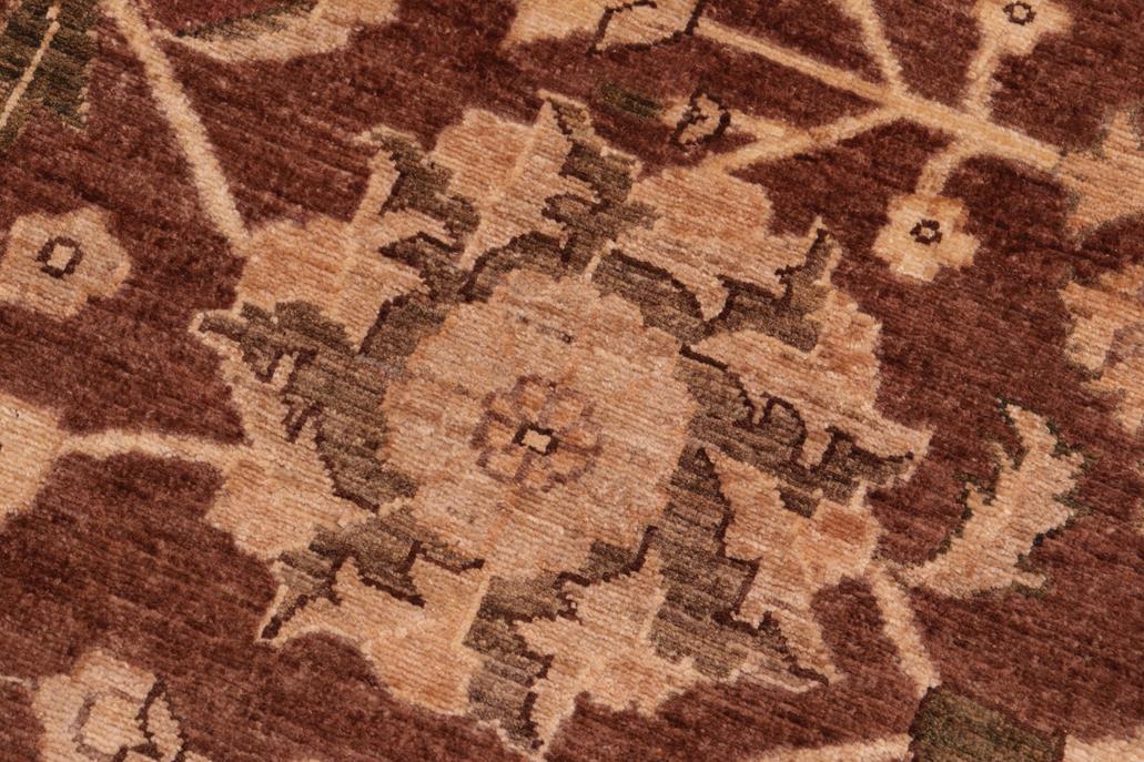 handmade Traditional Kafkaz Chobi Ziegler Brown Tan Hand Knotted RECTANGLE 100% WOOL area rug 8 x 10