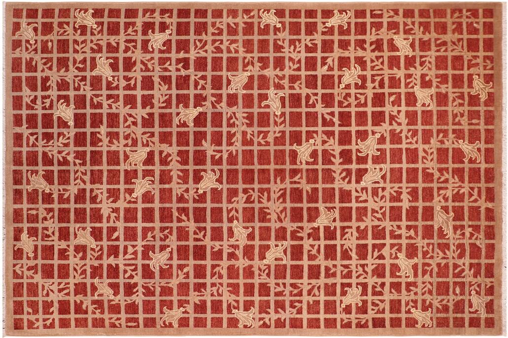 handmade Transitional Kafkaz Chobi Ziegler Red Lt. Tan Hand Knotted RECTANGLE 100% WOOL area rug 8 x 10