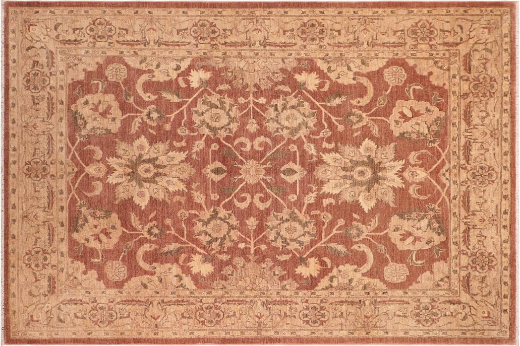 handmade Traditional Kafkaz Chobi Ziegler Brown Tan Hand Knotted RECTANGLE 100% WOOL area rug 8 x 10