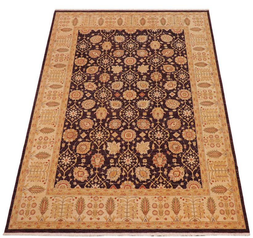 handmade Traditional Kafkaz Chobi Ziegler Purple Lt. Tan Hand Knotted RECTANGLE 100% WOOL area rug 9 x 12