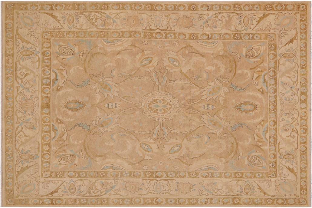 handmade Traditional Kafkaz Chobi Ziegler Lt. Brown Tan Hand Knotted RECTANGLE 100% WOOL area rug 9 x 12