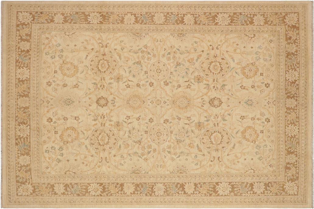 handmade Traditional Kafkaz Chobi Ziegler Beige Brown Hand Knotted RECTANGLE 100% WOOL area rug 9 x 12