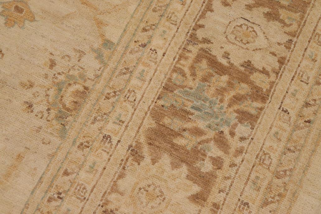 handmade Traditional Kafkaz Chobi Ziegler Beige Brown Hand Knotted RECTANGLE 100% WOOL area rug 9 x 12