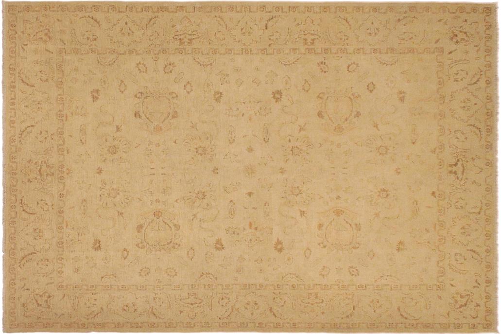 handmade Traditional Kafkaz Chobi Ziegler Beige Brown Hand Knotted RECTANGLE 100% WOOL area rug 9 x 12
