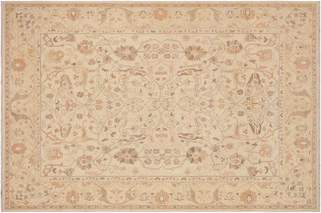 handmade Traditional Kafkaz Chobi Ziegler Beige Brown Hand Knotted RECTANGLE 100% WOOL area rug 9 x 11