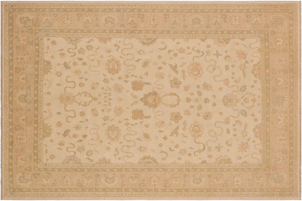 handmade Traditional Kafkaz Chobi Ziegler Beige Nude Hand Knotted RECTANGLE 100% WOOL area rug 9 x 11