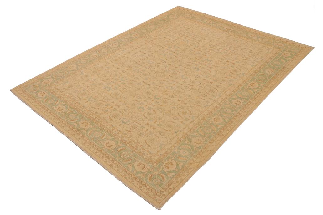 handmade Transitional Kafkaz Chobi Ziegler Beige Green Hand Knotted RECTANGLE 100% WOOL area rug 9 x 12