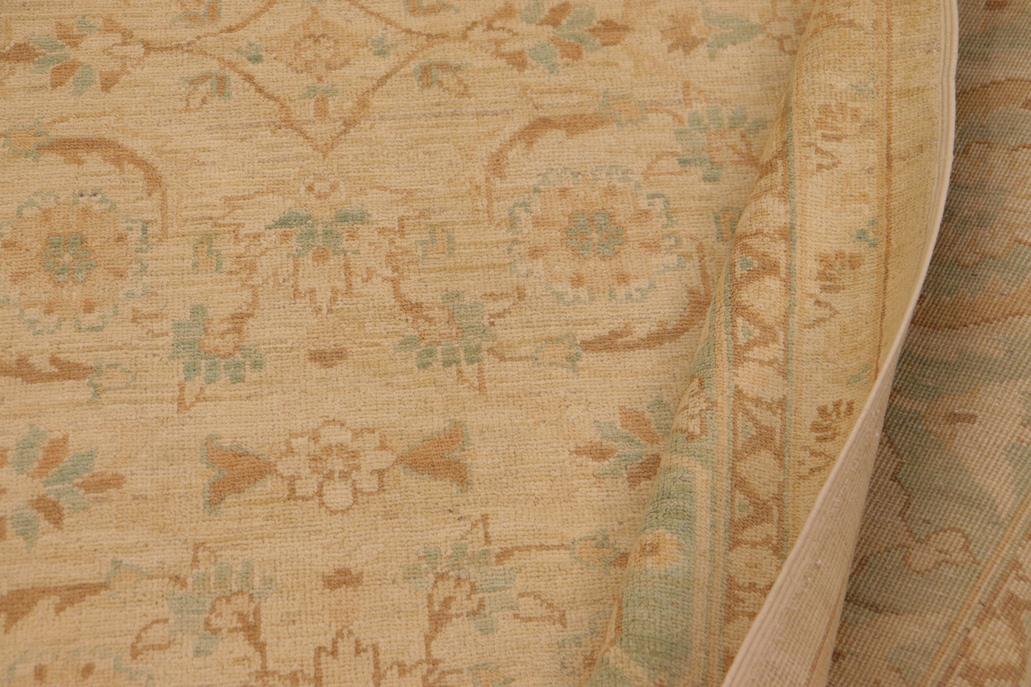 handmade Transitional Kafkaz Chobi Ziegler Beige Green Hand Knotted RECTANGLE 100% WOOL area rug 9 x 12