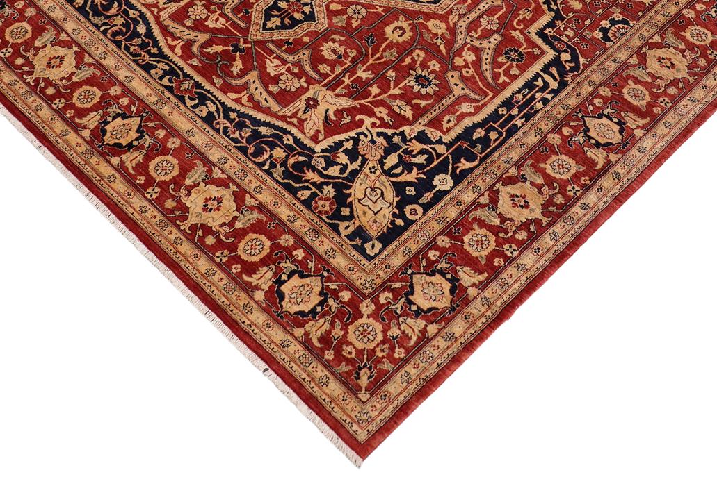 handmade Geometric Kafkaz Chobi Ziegler Rust Blue Hand Knotted RECTANGLE 100% WOOL area rug 10 x 12