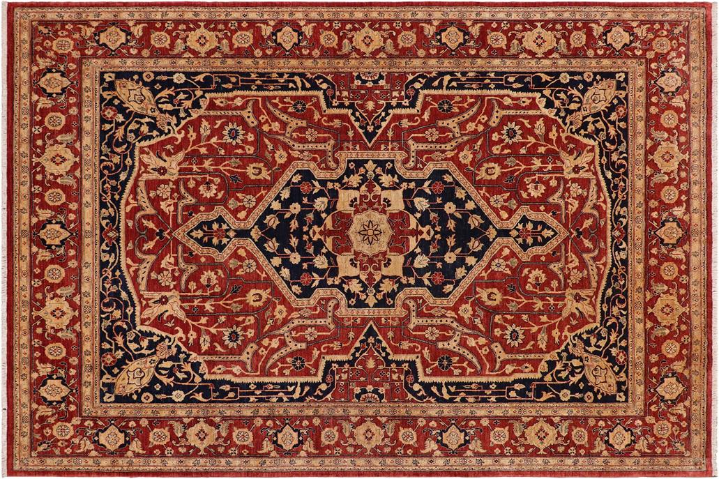 handmade Geometric Kafkaz Chobi Ziegler Rust Blue Hand Knotted RECTANGLE 100% WOOL area rug 10 x 12