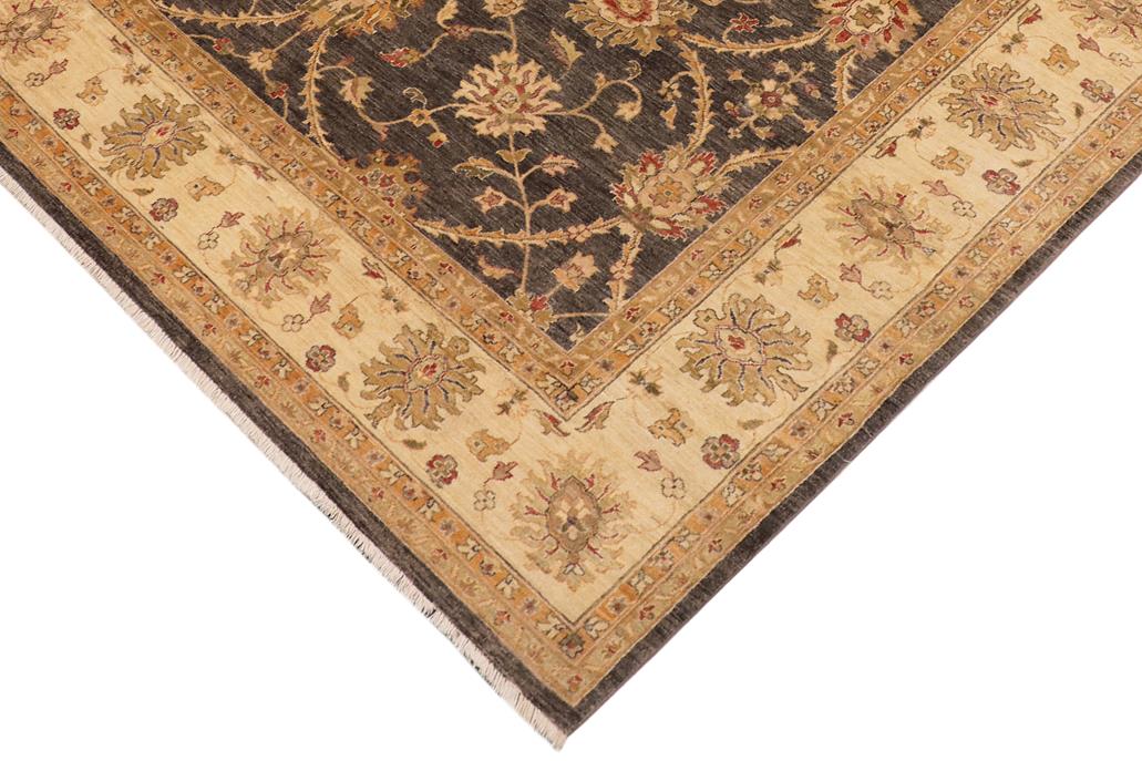 handmade Traditional Kafkaz Chobi Ziegler Charcoal Beige Hand Knotted RECTANGLE 100% WOOL area rug 9 x 12