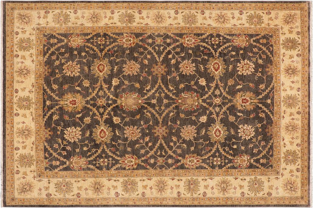 handmade Traditional Kafkaz Chobi Ziegler Charcoal Beige Hand Knotted RECTANGLE 100% WOOL area rug 9 x 12