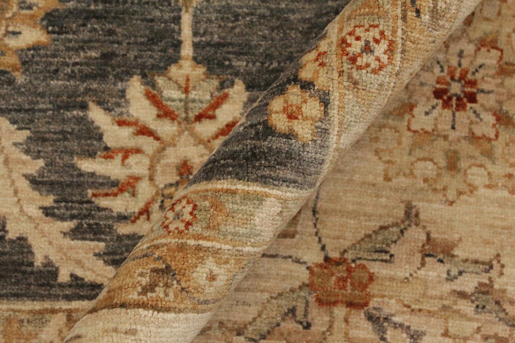 handmade Traditional Kafkaz Chobi Ziegler Gray Beige Hand Knotted RECTANGLE 100% WOOL area rug 9 x 12