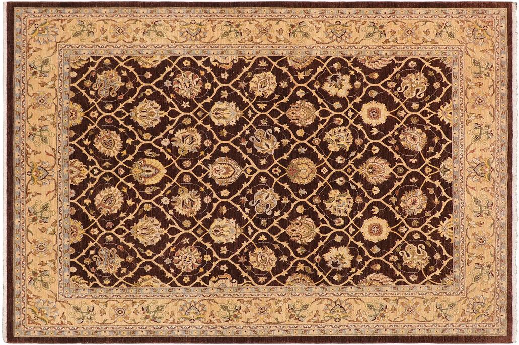 handmade Transitional Kafkaz Chobi Ziegler Brown Tan Hand Knotted RECTANGLE 100% WOOL area rug 9 x 12
