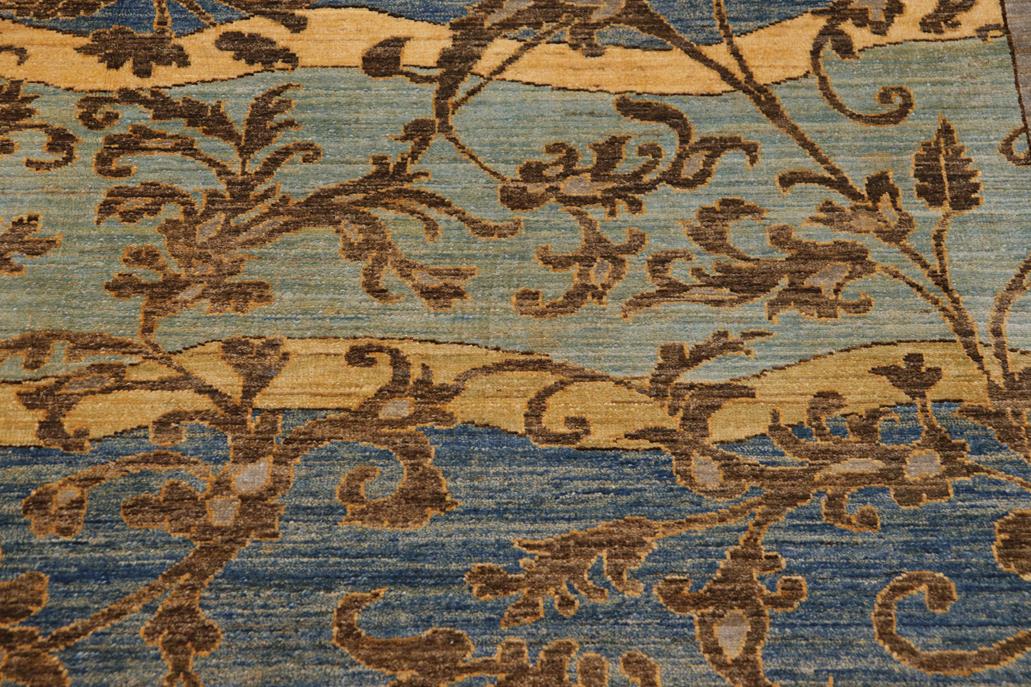 handmade Transitional Kafkaz Chobi Ziegler Blue Gray Hand Knotted RECTANGLE 100% WOOL area rug 9 x 12