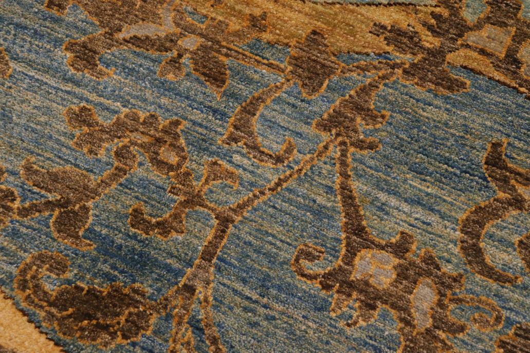 handmade Transitional Kafkaz Chobi Ziegler Blue Gray Hand Knotted RECTANGLE 100% WOOL area rug 9 x 12