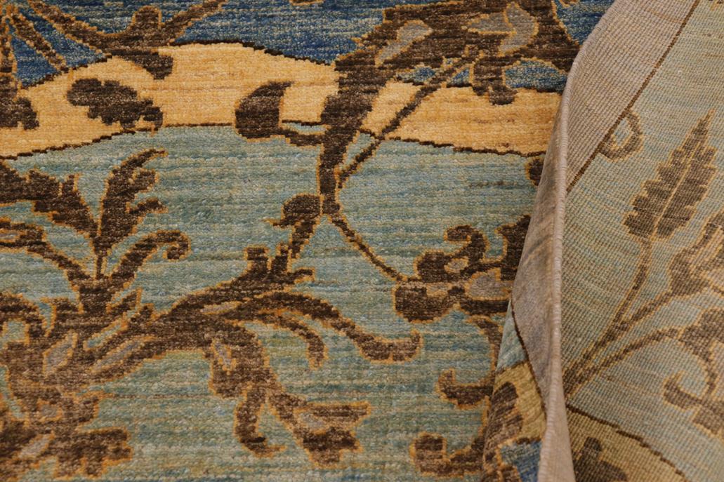 handmade Transitional Kafkaz Chobi Ziegler Blue Gray Hand Knotted RECTANGLE 100% WOOL area rug 9 x 12