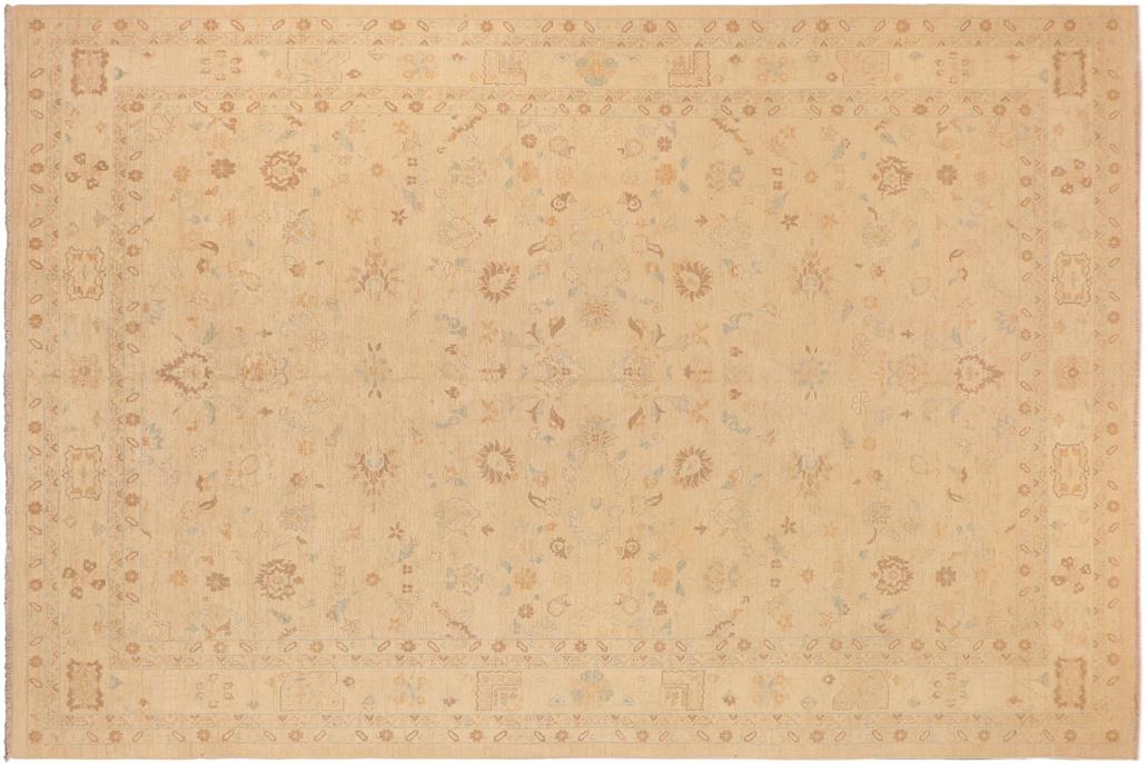 handmade Traditional Kafkaz Chobi Ziegler Tan Brown Hand Knotted RECTANGLE 100% WOOL area rug 10 x 14