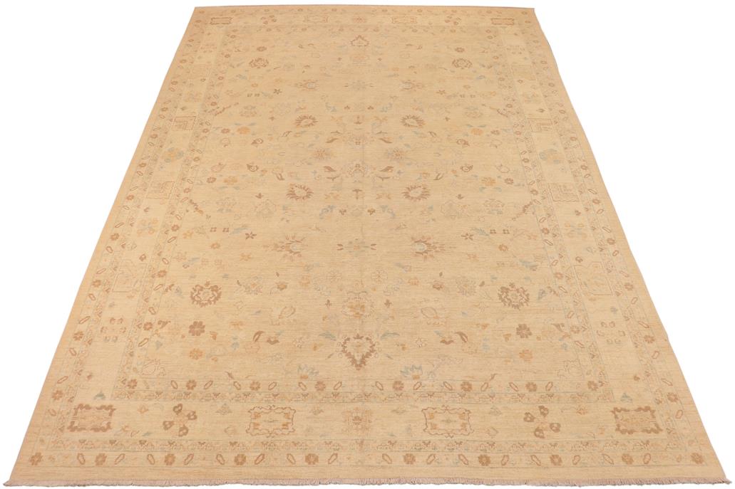 handmade Traditional Kafkaz Chobi Ziegler Tan Brown Hand Knotted RECTANGLE 100% WOOL area rug 10 x 14