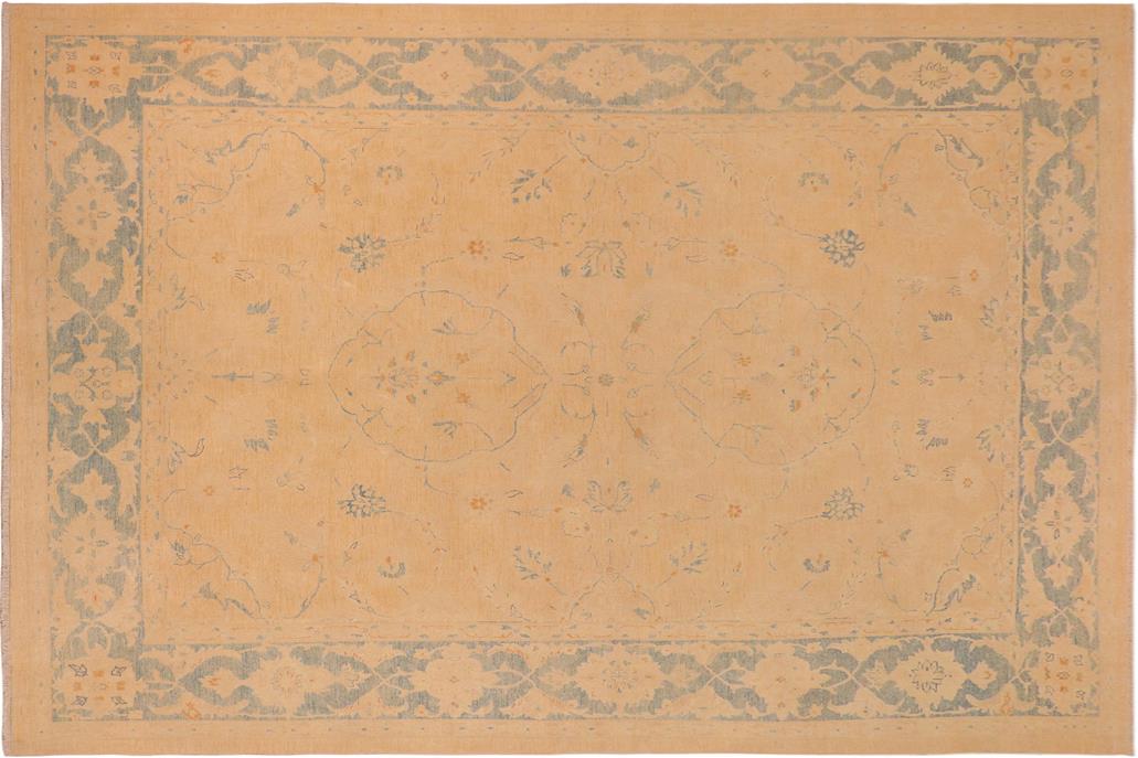 handmade Traditional Kafkaz Chobi Ziegler Tan Blue Hand Knotted RECTANGLE 100% WOOL area rug 10 x 14